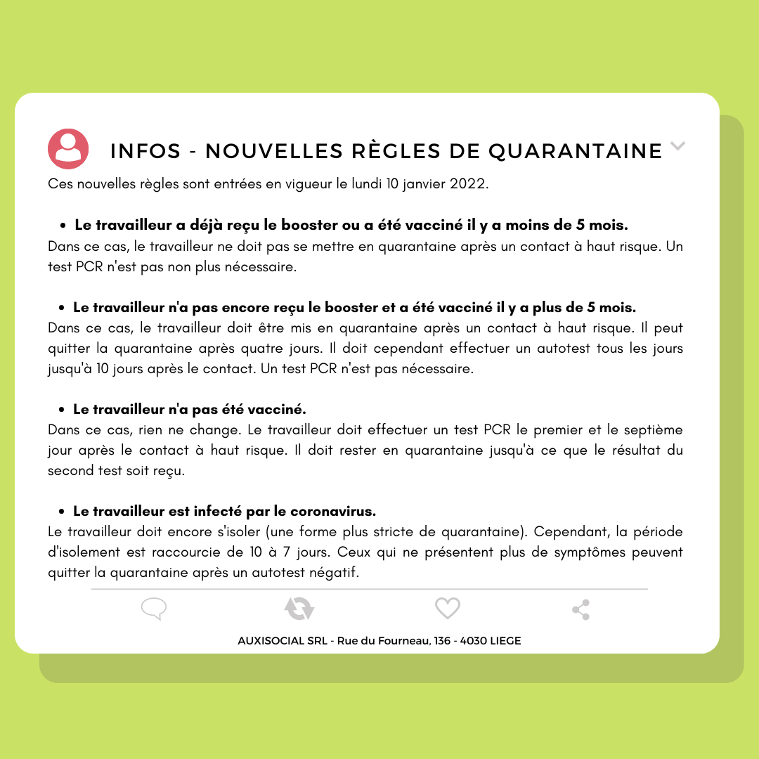 Infos INSTA - Quarantaine