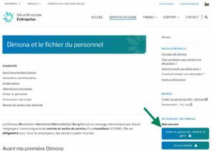 Représentation de la page d’accueil DIMONA